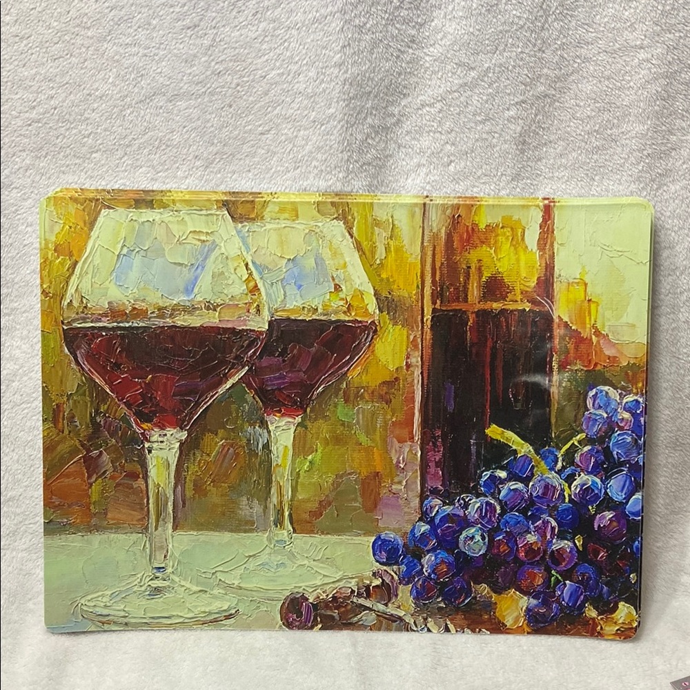 6 set Elegant Wine and Grapes Canvas Art table mats